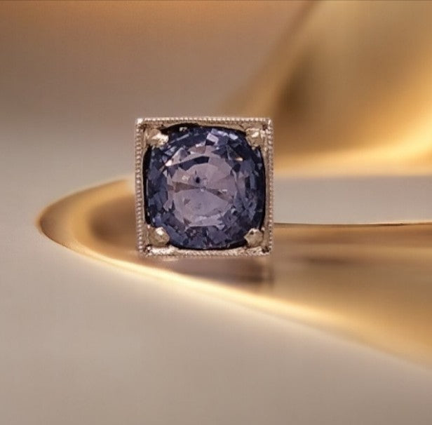 Art Deco Egyptian Revival 18ct White Gold & Sapphire Ring