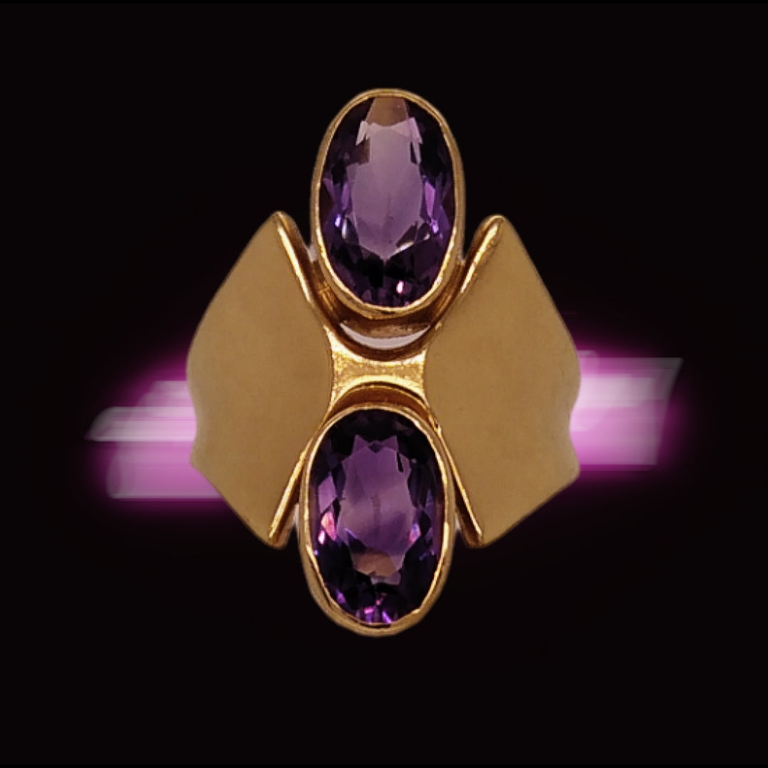 Retro 18ct Gold & Amethyst Ring