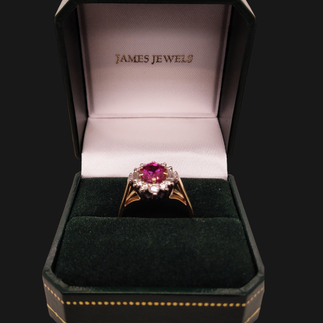 Vintage Two-Tone Gold, Burma Ruby & Diamond Ring