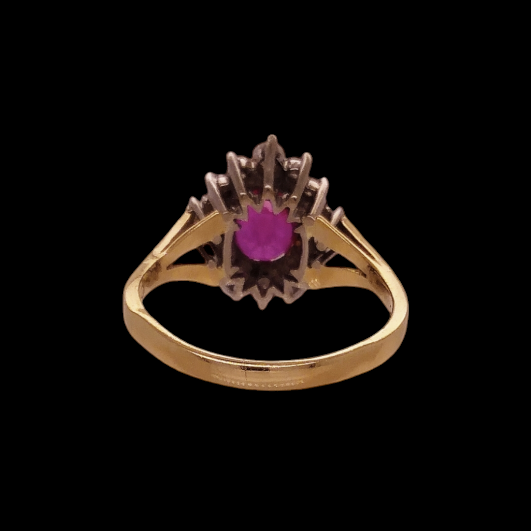 Vintage Two-Tone Gold, Burma Ruby & Diamond Ring