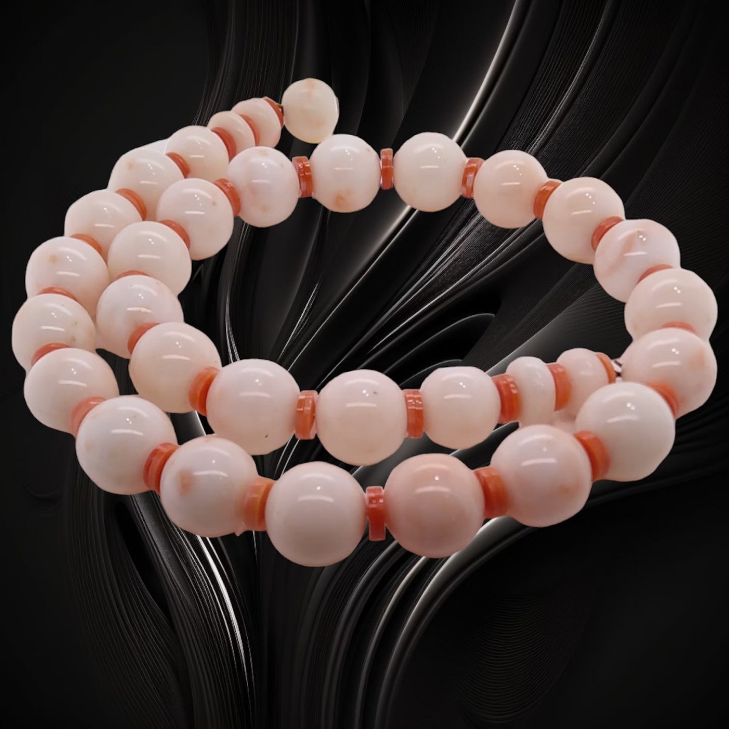 Art Deco Natural Peaches & Cream Coral Necklace