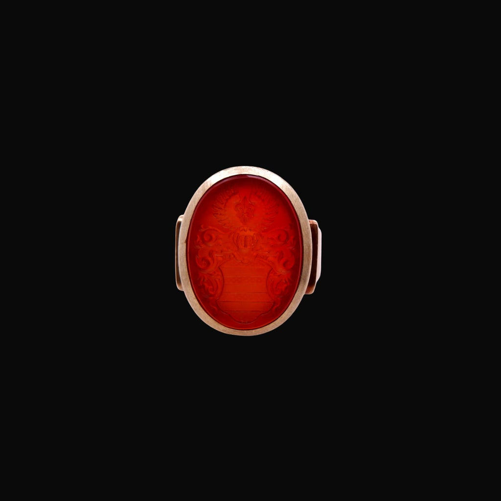 Antique Victorian Carnelian Coat of Arms Signet Ring