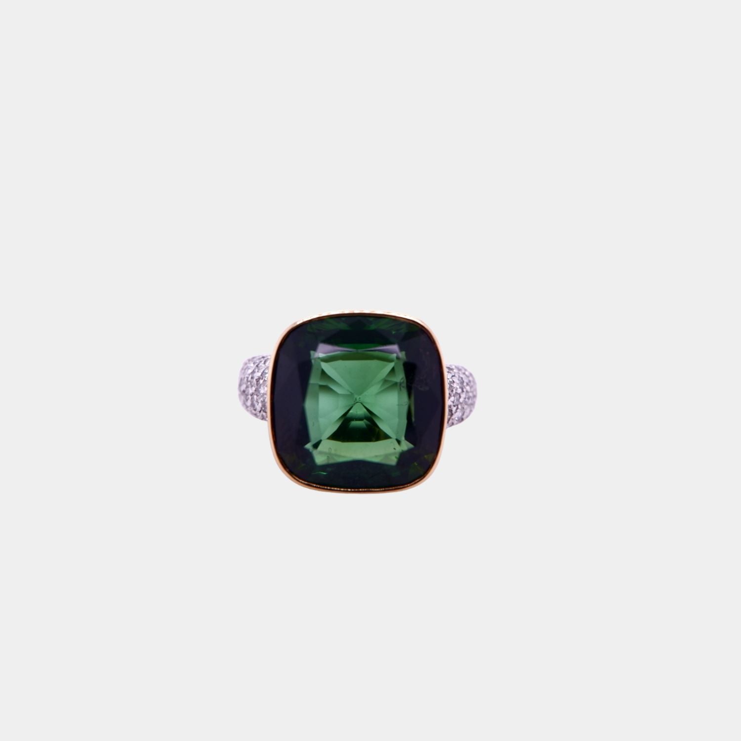 Tourmaline and Diamond-Encrusted Ring in 18ct Yellow and White Gold