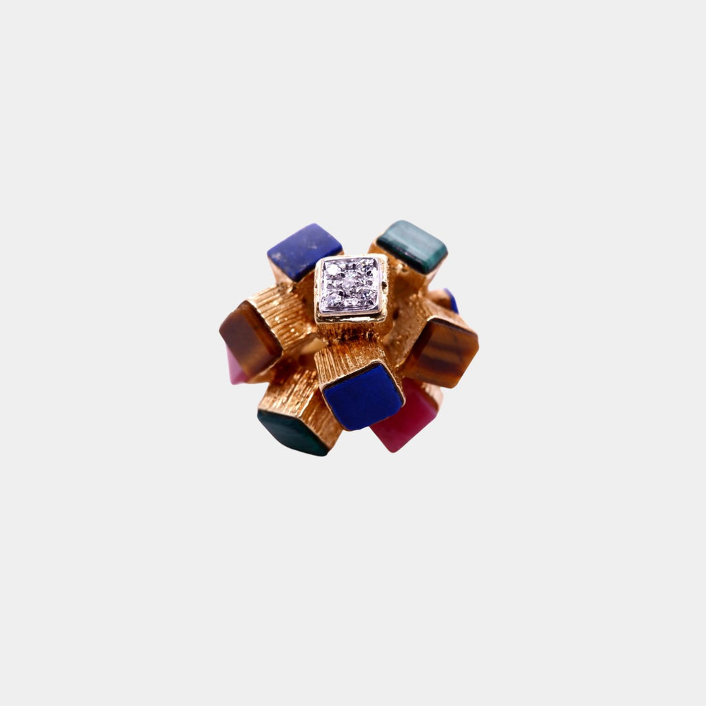 Vintage 1960's Cubist Multi Gem Ring