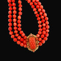 Three-Strand Antique Coral Necklace with 18ct Gold & Coral Clasp
