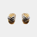 Vintage Italian "Milano Piero" in Two Tone 18ct Gold and Diamond Woven Earrings