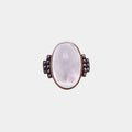 Vintage 1930's Large Cabochon Moonstone and Seed Pearl Ring