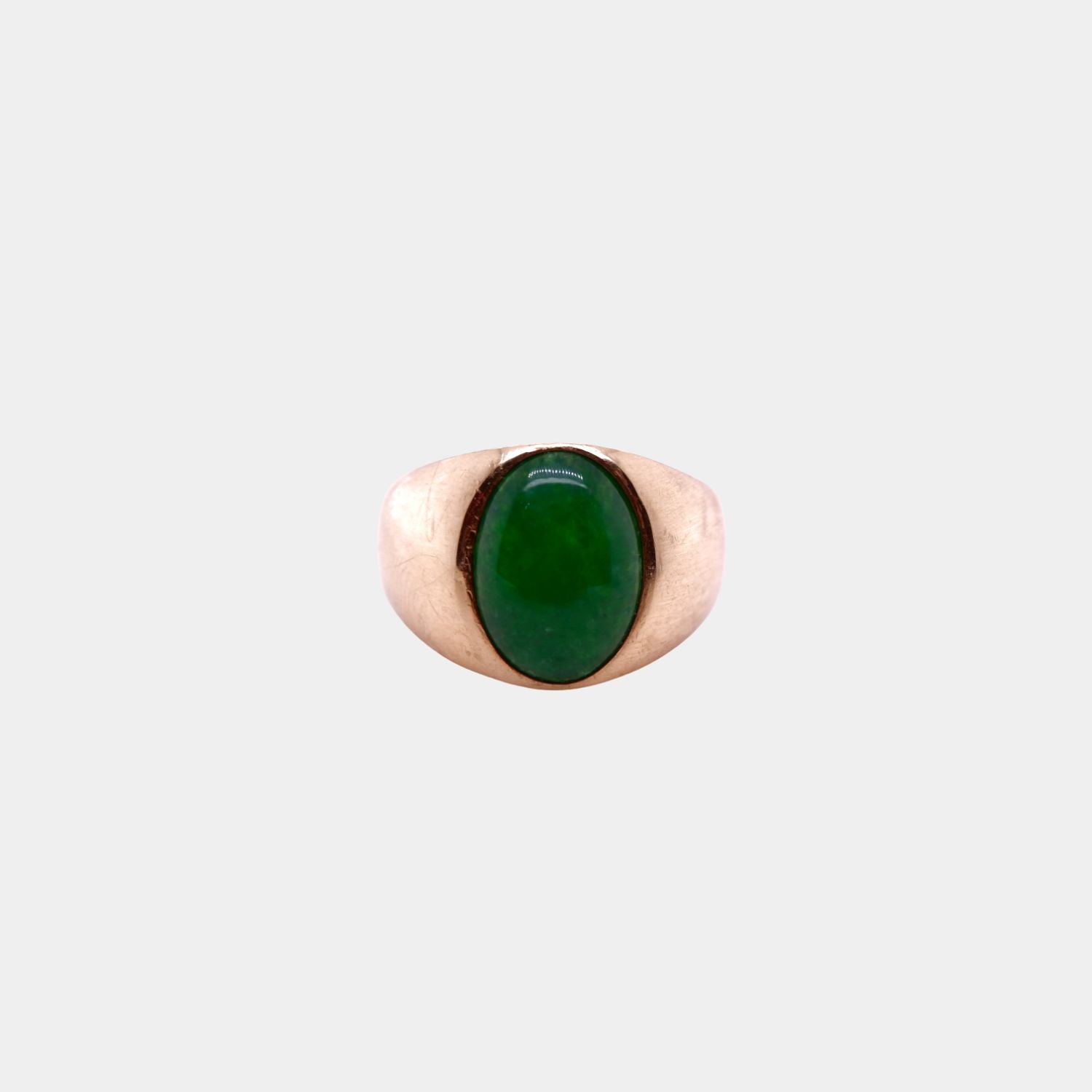 Vintage Cabochon Jade and 18ct Yellow Gold Signet Ring