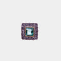 Vintage Square Cut Colombian Emerald and Diamond Ring