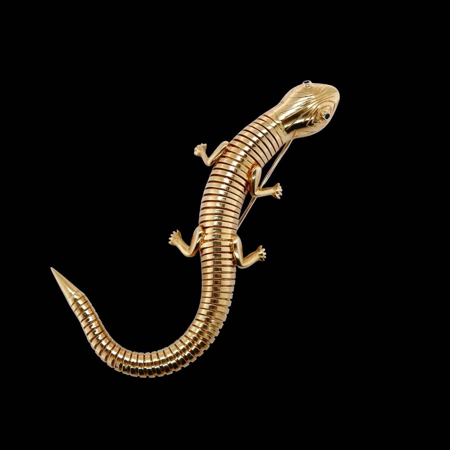 Rare 18ct Gold Tubogas Salamander Brooch