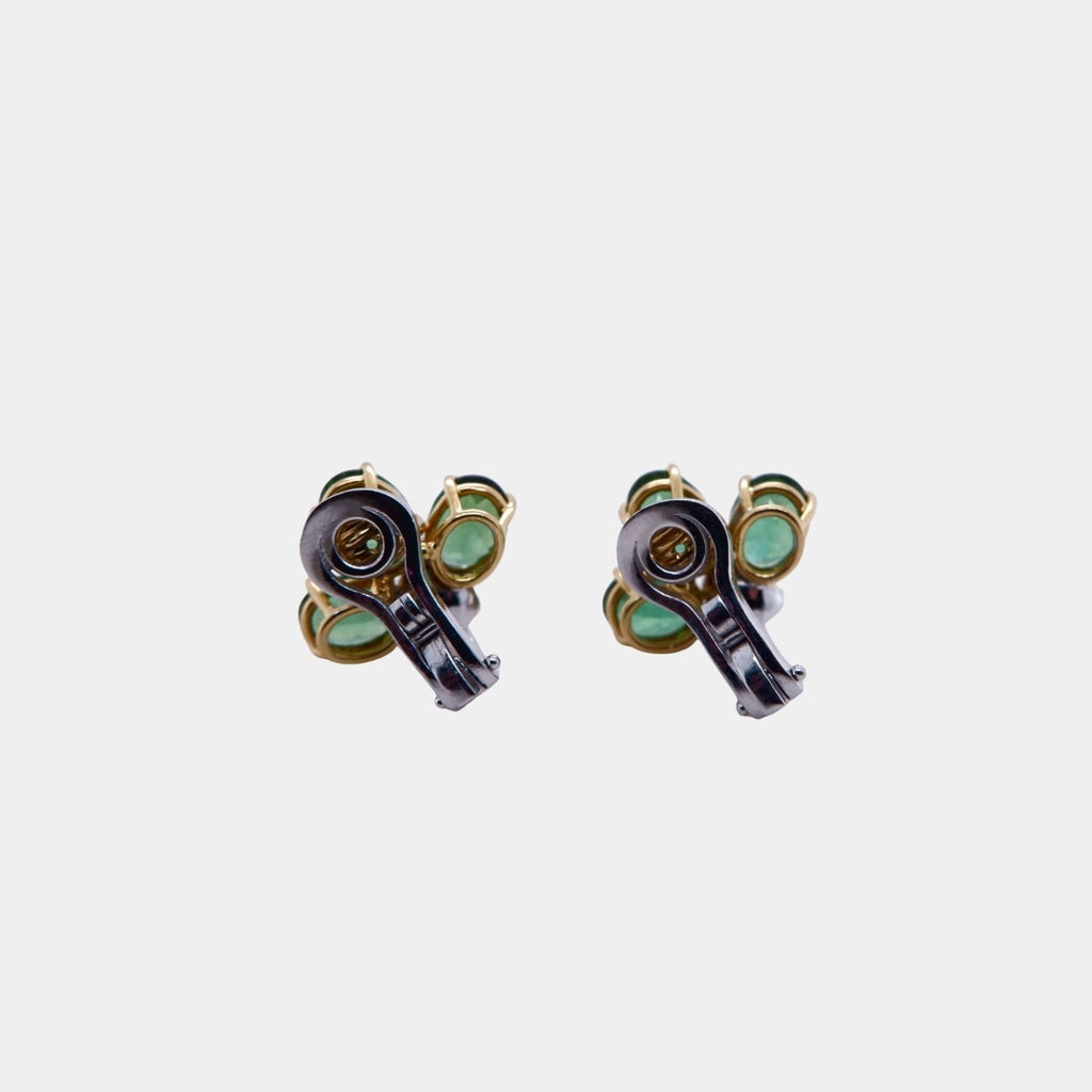 Vintage Green Tourmaline & Brilliant Diamond Clip to Post Earrings