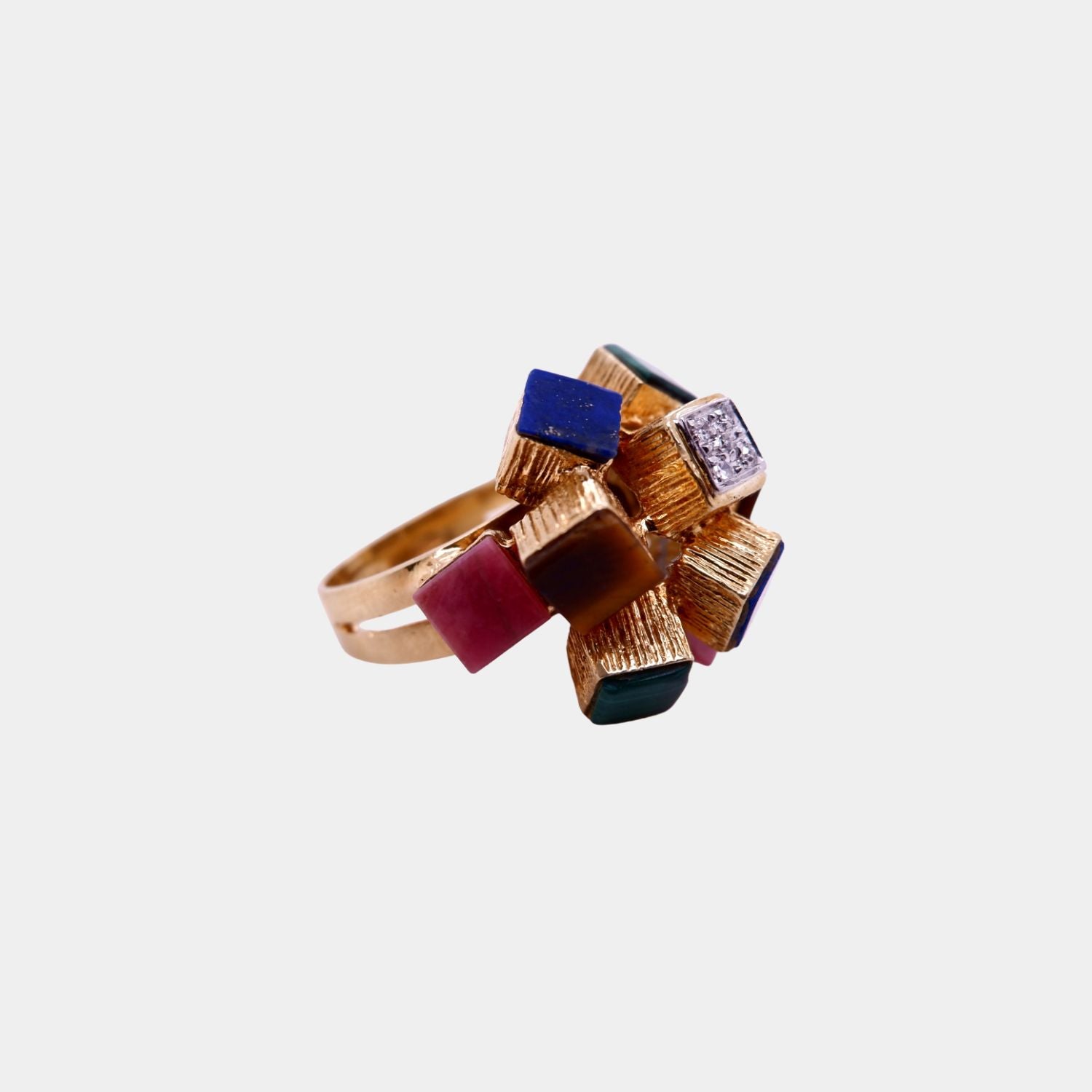 Vintage 1960's Cubist Multi Gem Ring