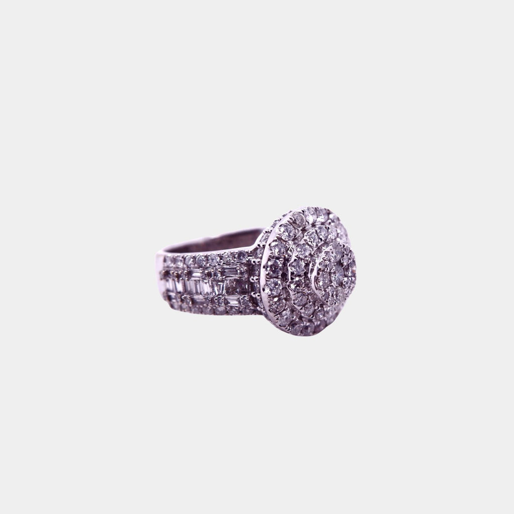 Diamond Multi Cut Cluster Ring in 18ct White Gold