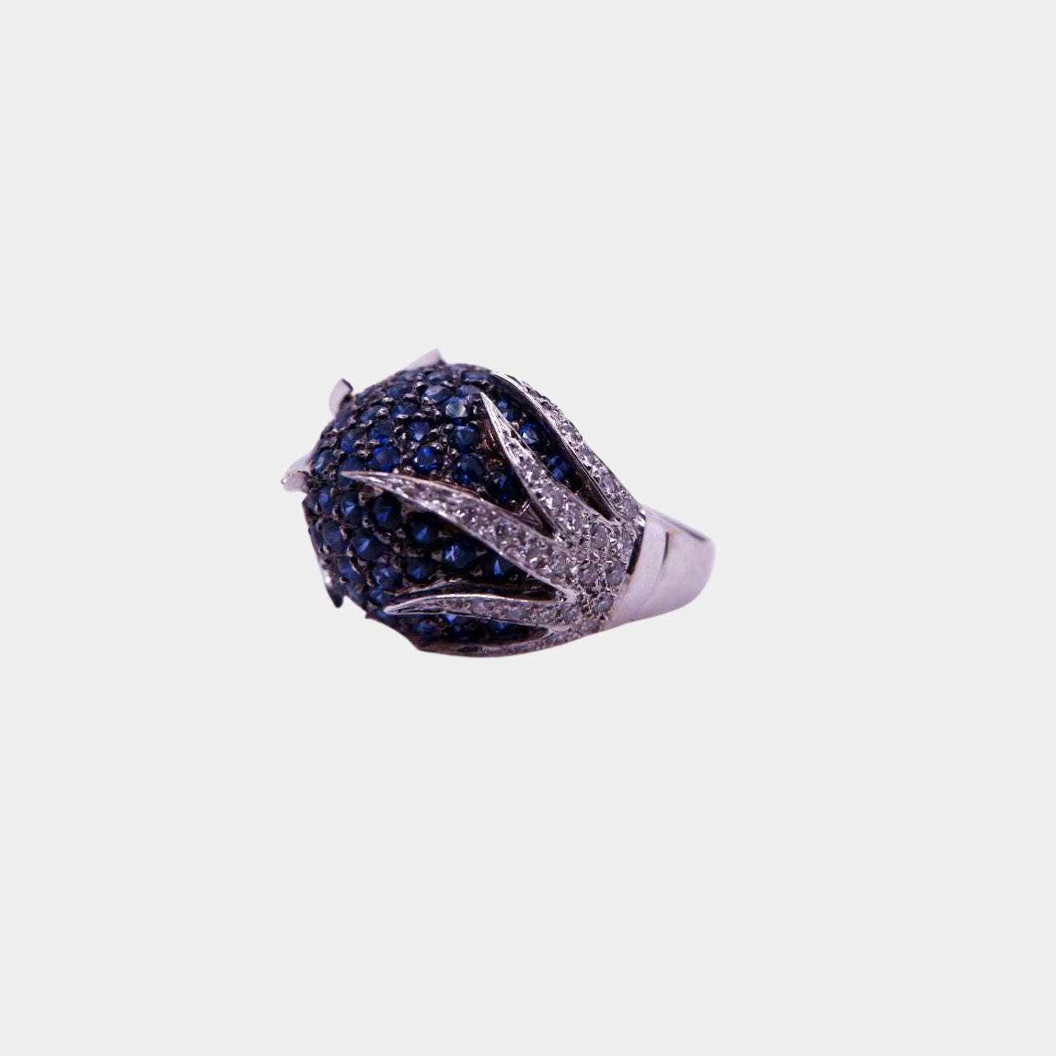 Multi-Sapphire and Diamond Fantasy Cocktail Ring in 18ct White Gold