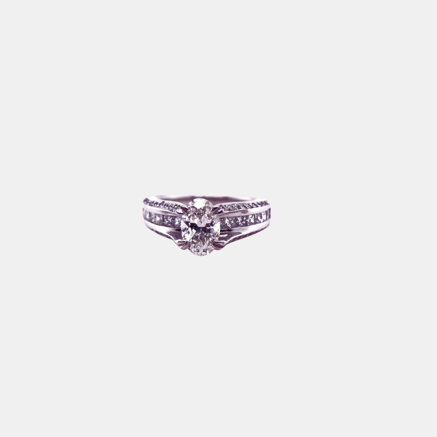 Diamond ring on a bright white background