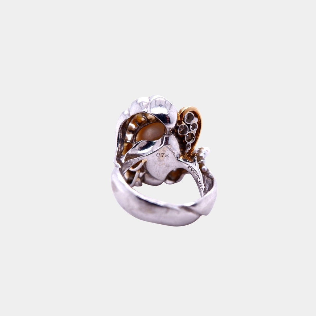 South Sea Pearl and Diamond Ring in 18ct Yellow Gold and Platinum