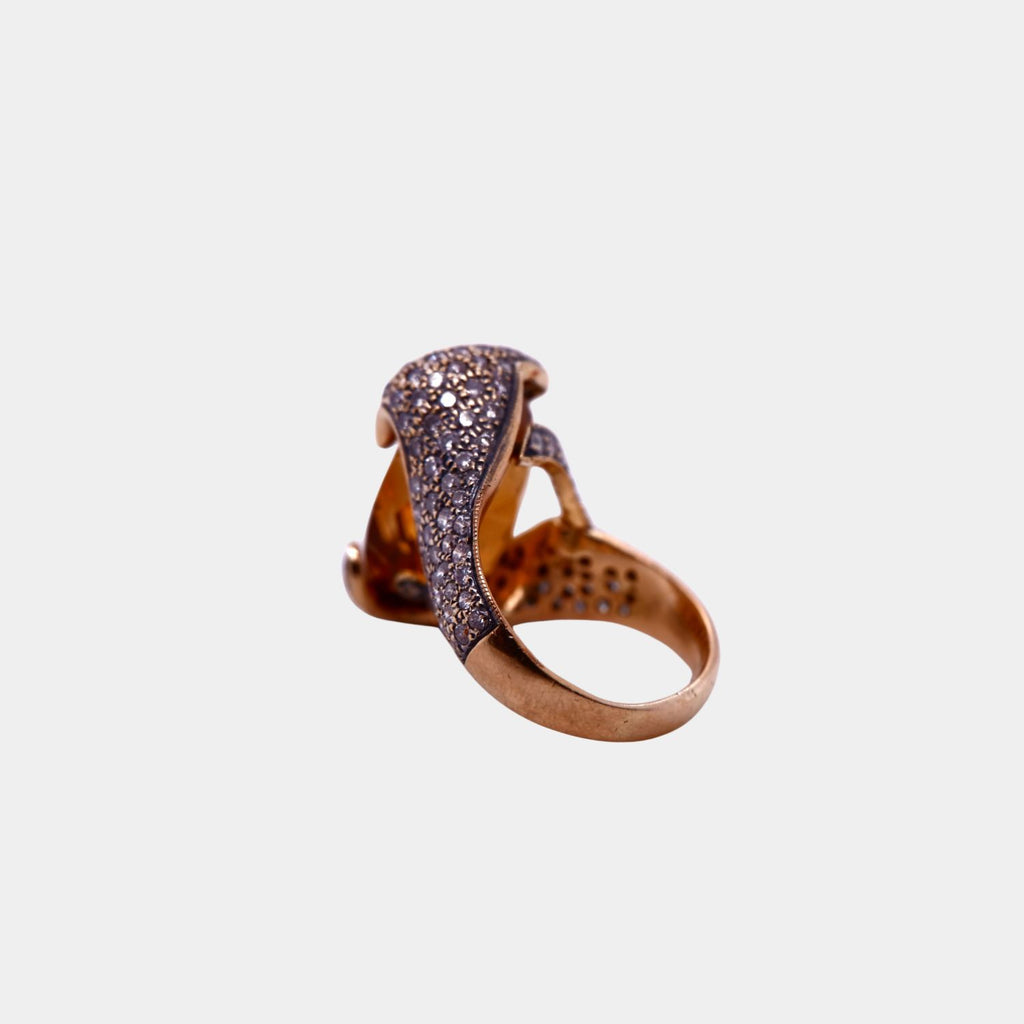 Citrine and Diamond-Encrusted 'Fang' Ring in 18ct Yellow Gold