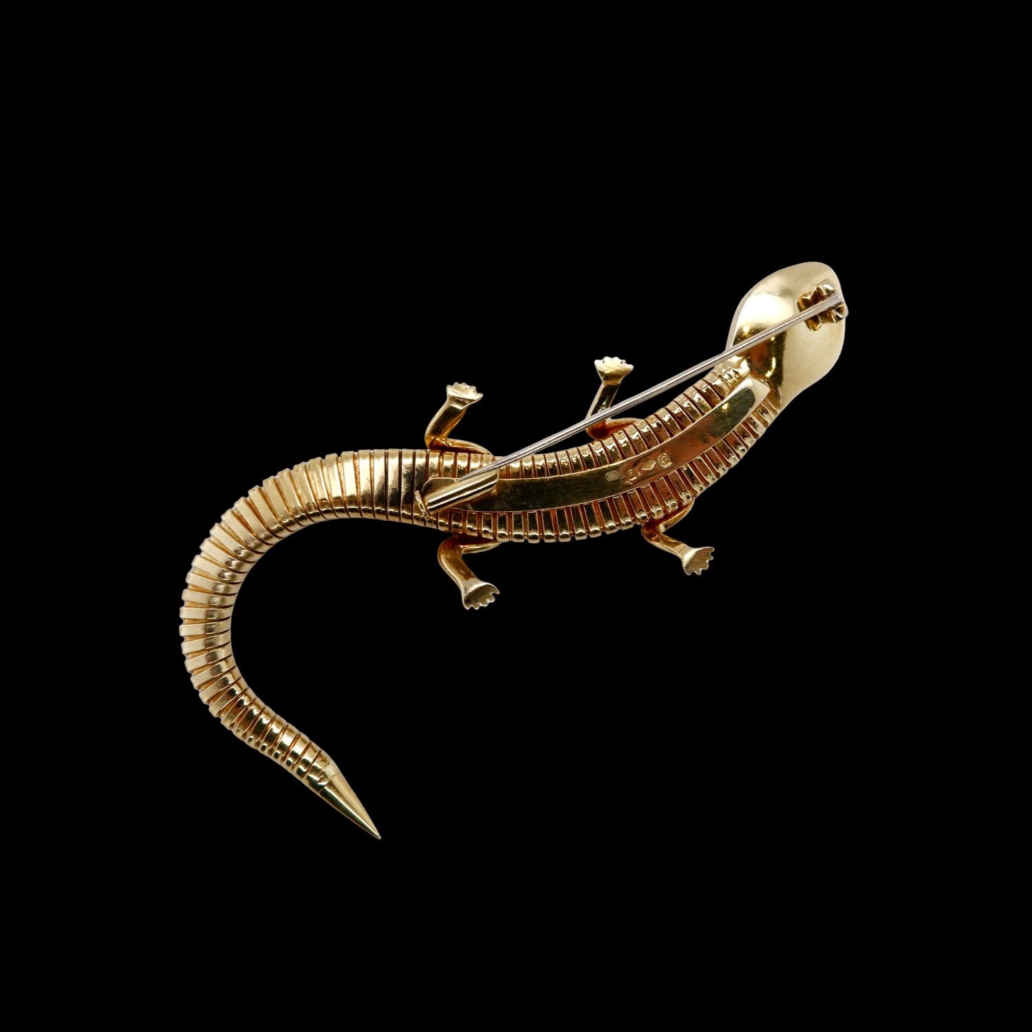 Rare 18ct Gold Tubogas Salamander Brooch