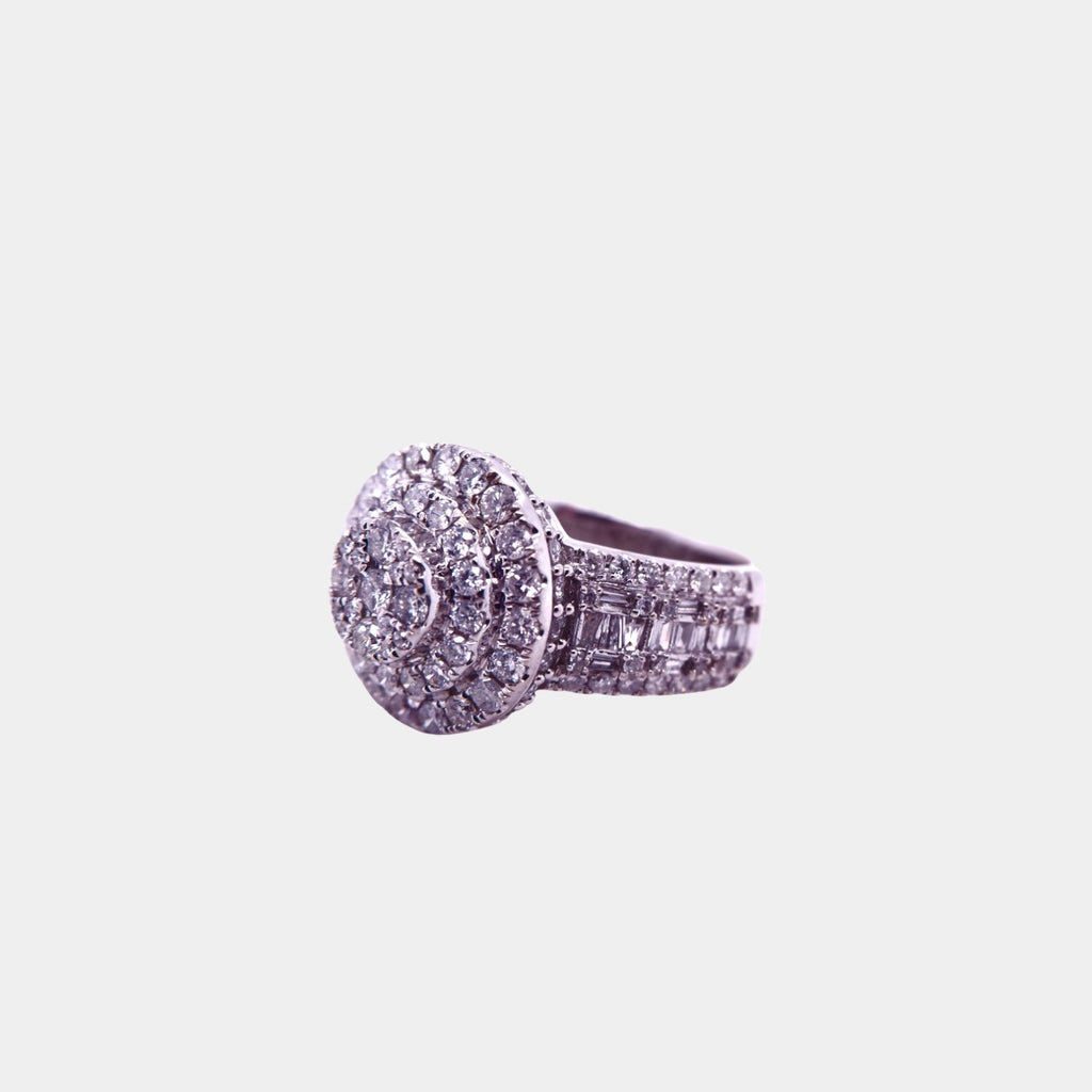 Diamond Multi Cut Cluster Ring in 18ct White Gold