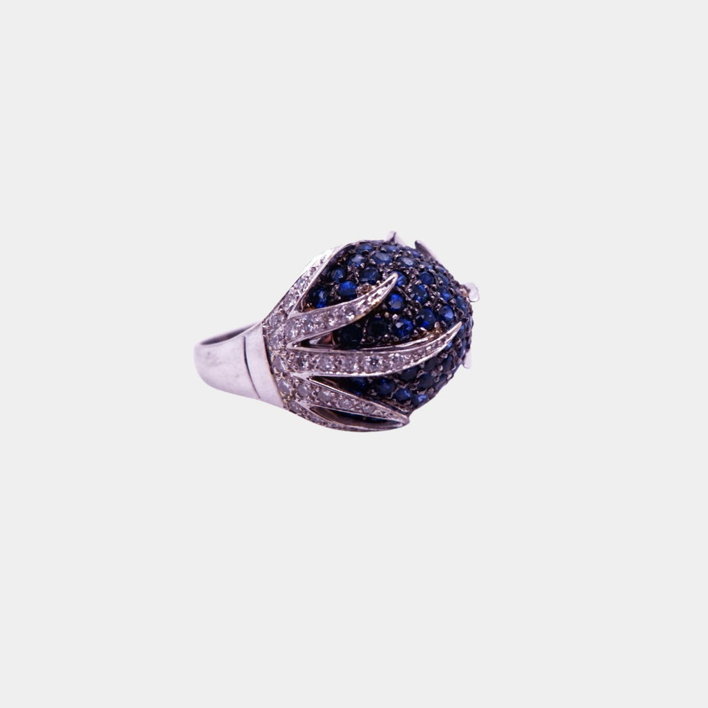 Multi-Sapphire and Diamond Fantasy Cocktail Ring in 18ct White Gold