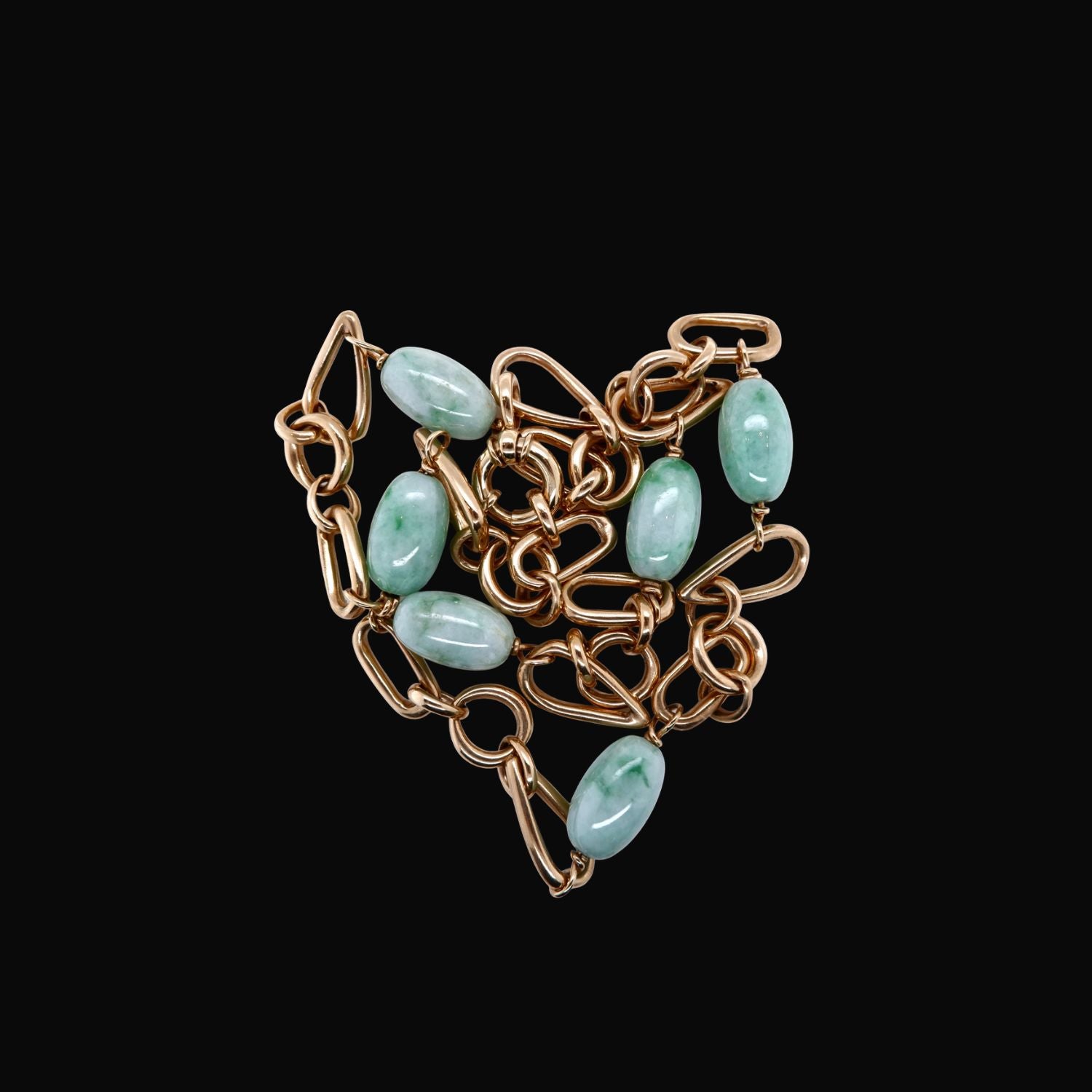 Vintage Cabochon Jadeite and Gold Chain
