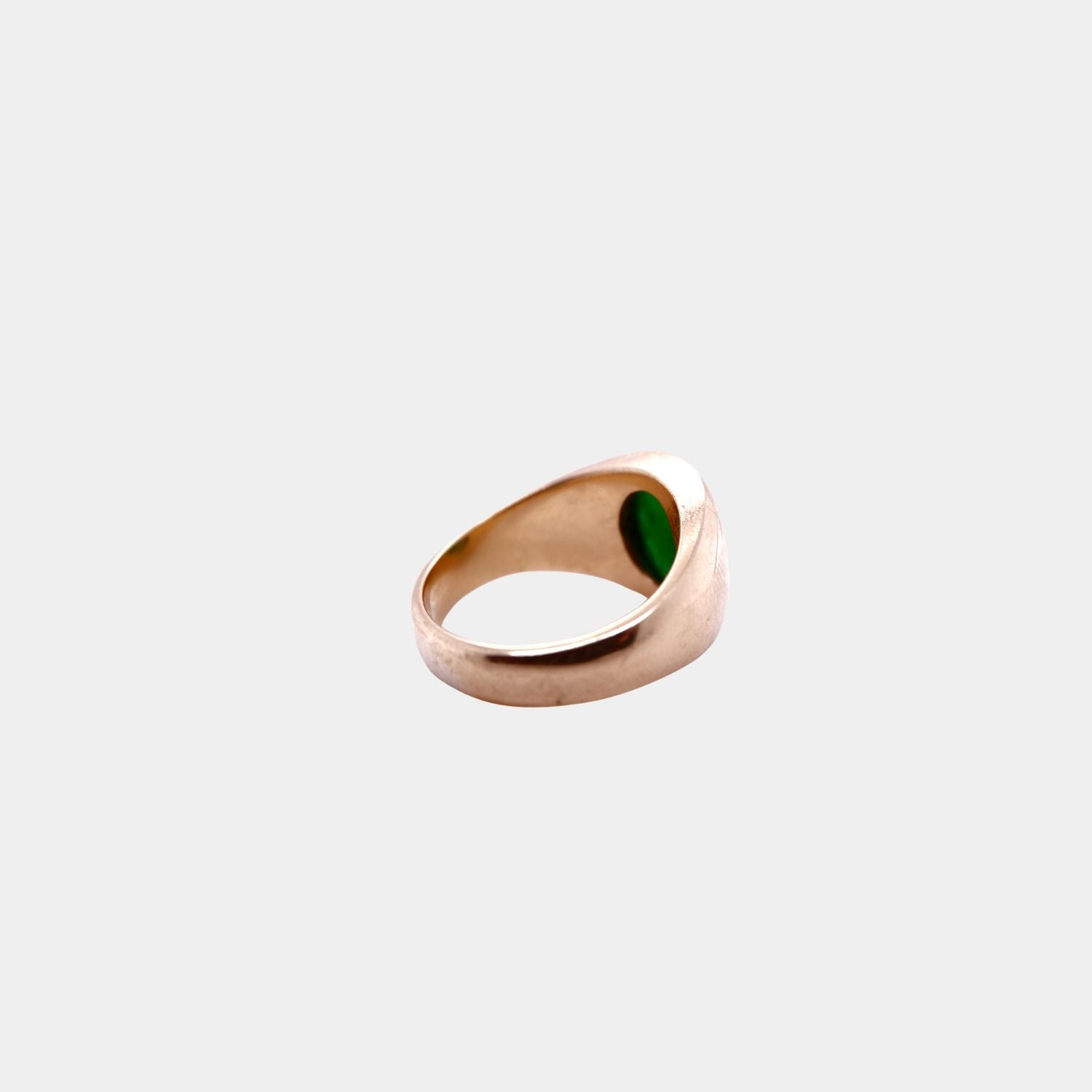 Vintage Cabochon Jade and 18ct Yellow Gold Signet Ring
