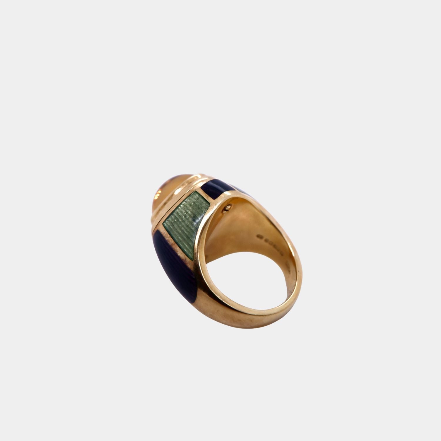 Vintage Leo De Vroomen Citrine and Enamel Ring in 18ct Yellow Gold