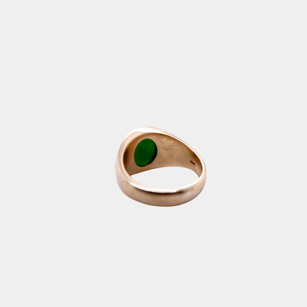 Vintage Cabochon Jade and 18ct Yellow Gold Signet Ring