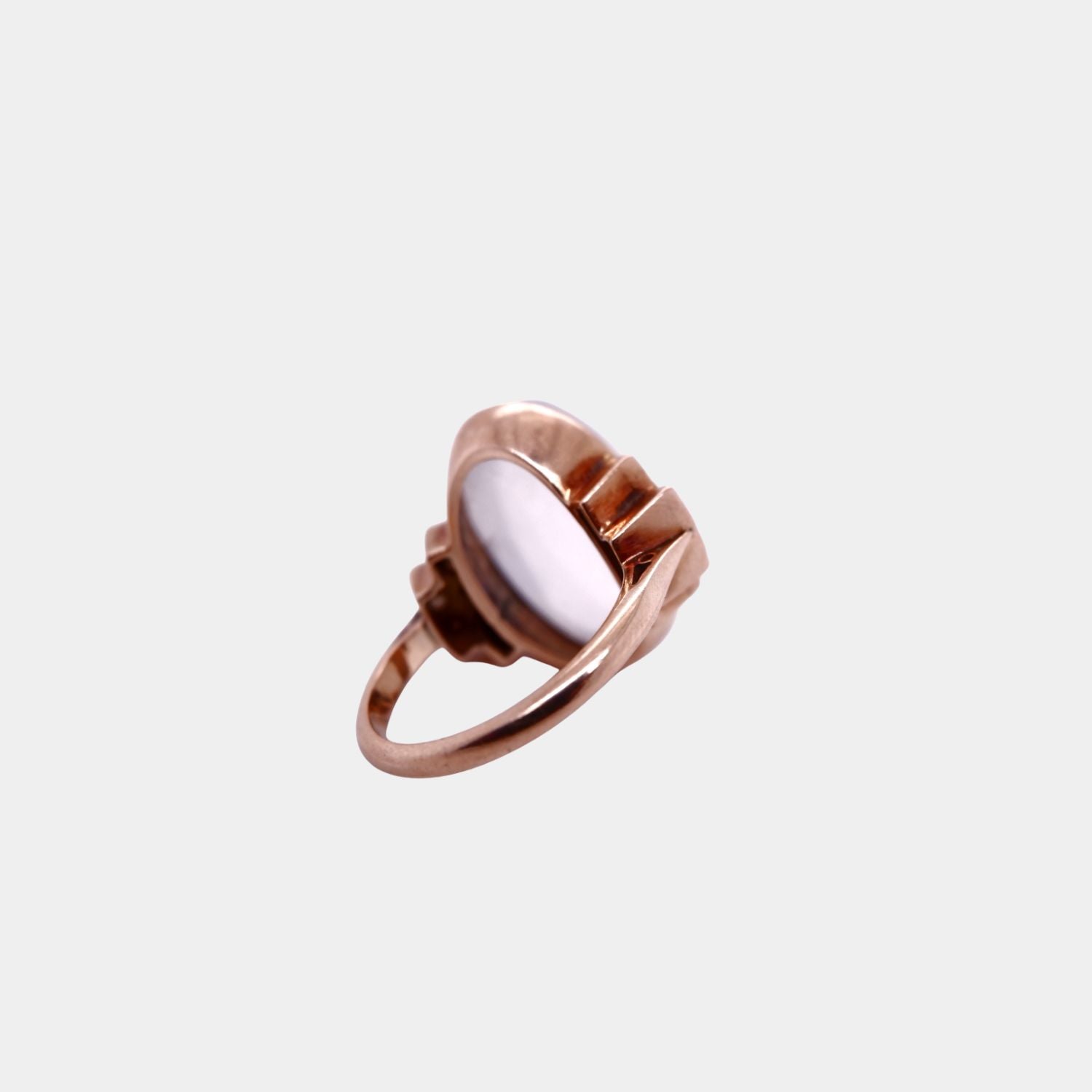 Vintage 1930's Large Cabochon Moonstone and Seed Pearl Ring
