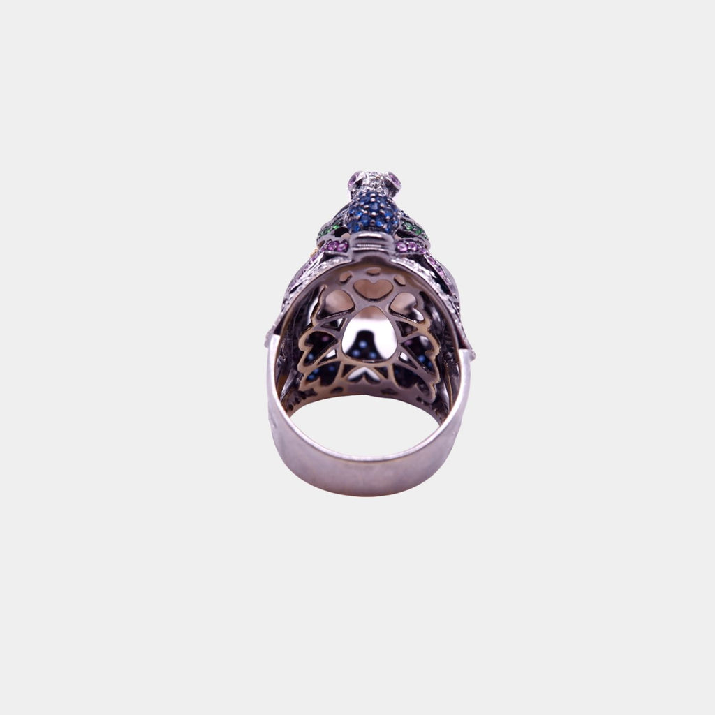 Multi Gem Smokey Quartz and 18ct White Gold Ring