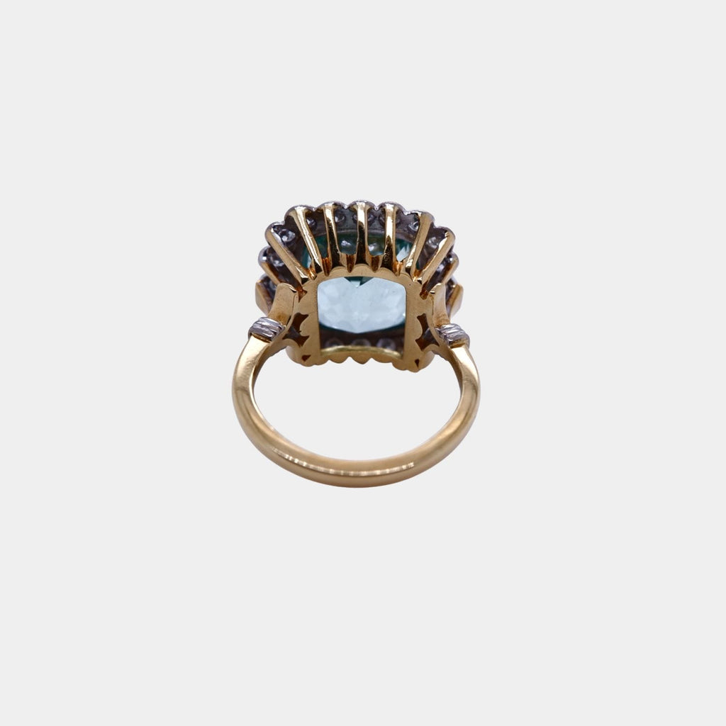 Vintage Aquamarine and Diamond Ring in 18ct White and Yellow Gold