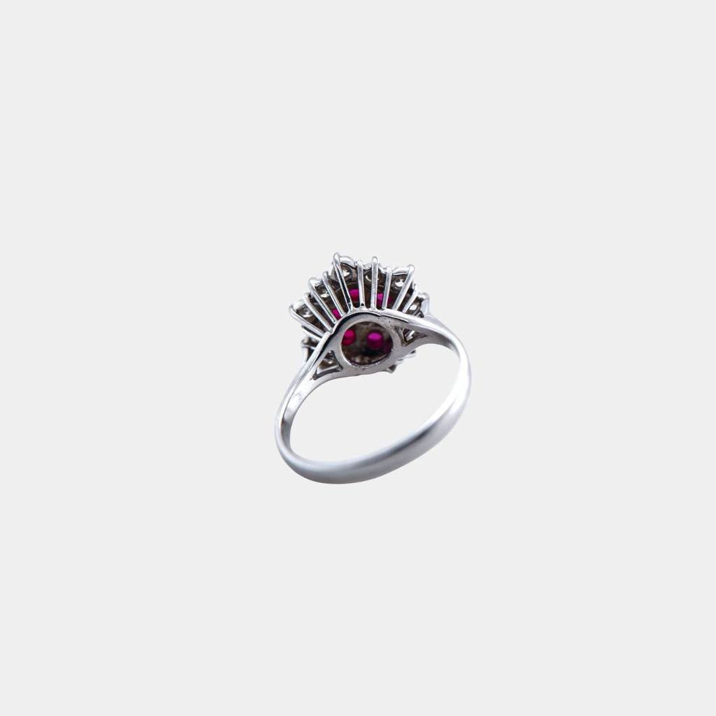 Vintage Natural Burma Ruby, Diamond and 18ct Yellow and White Gold Ring