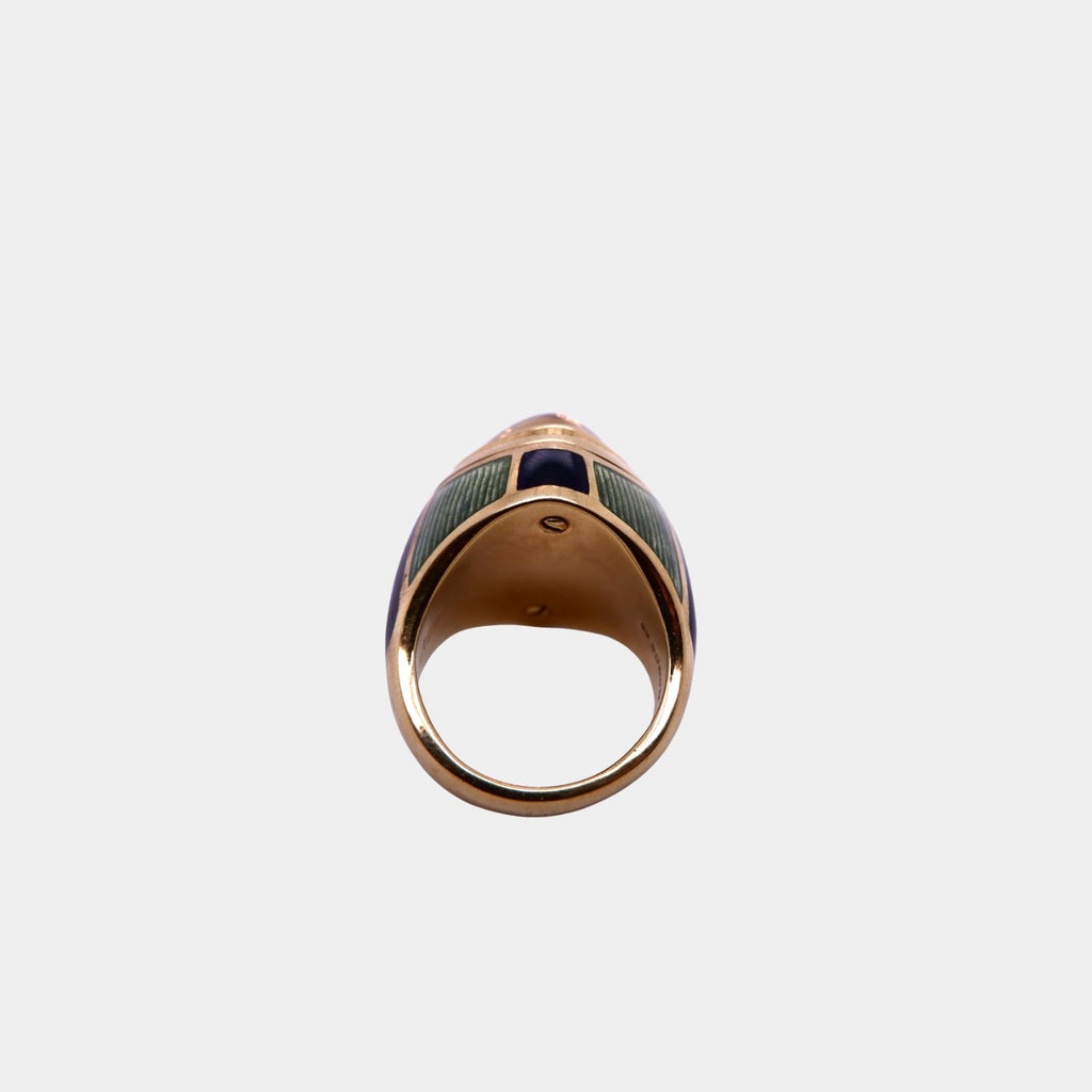 Vintage Leo De Vroomen Citrine and Enamel Ring in 18ct Yellow Gold