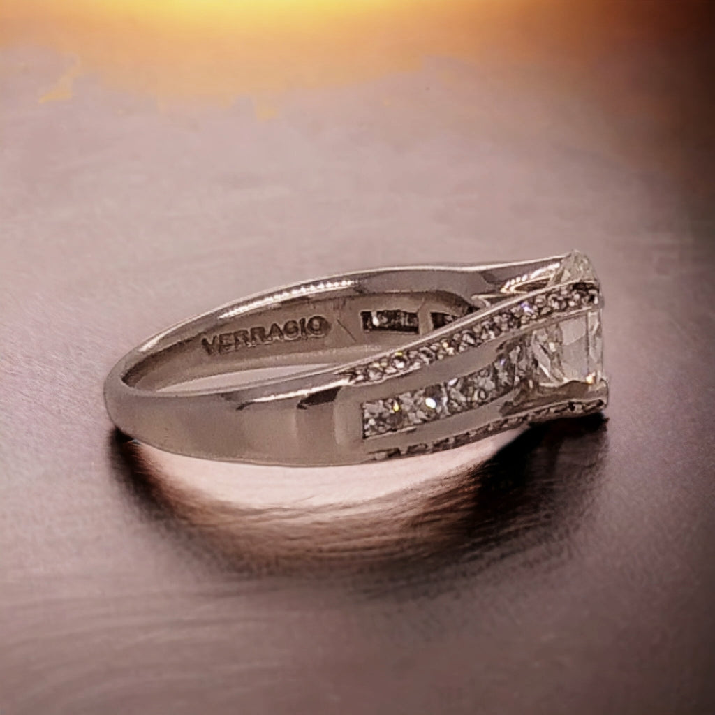 Platinum Ring set with Oval Cut Diamonds by Verragio, New York
