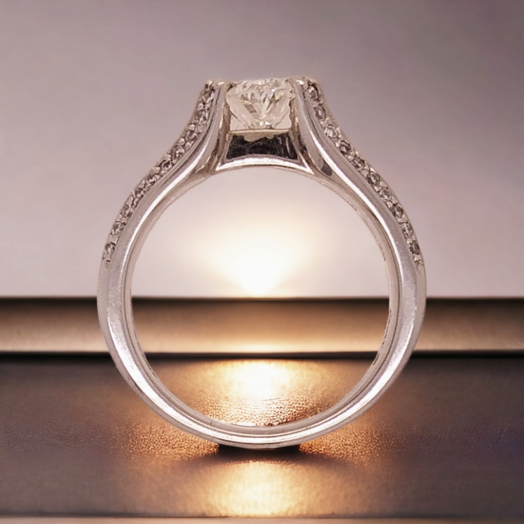 Platinum Ring set with Oval Cut Diamonds by Verragio, New York