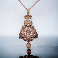 Antique 19th Century Old Mine Cut Diamond and Rose Cut Diamond Floral Pendant