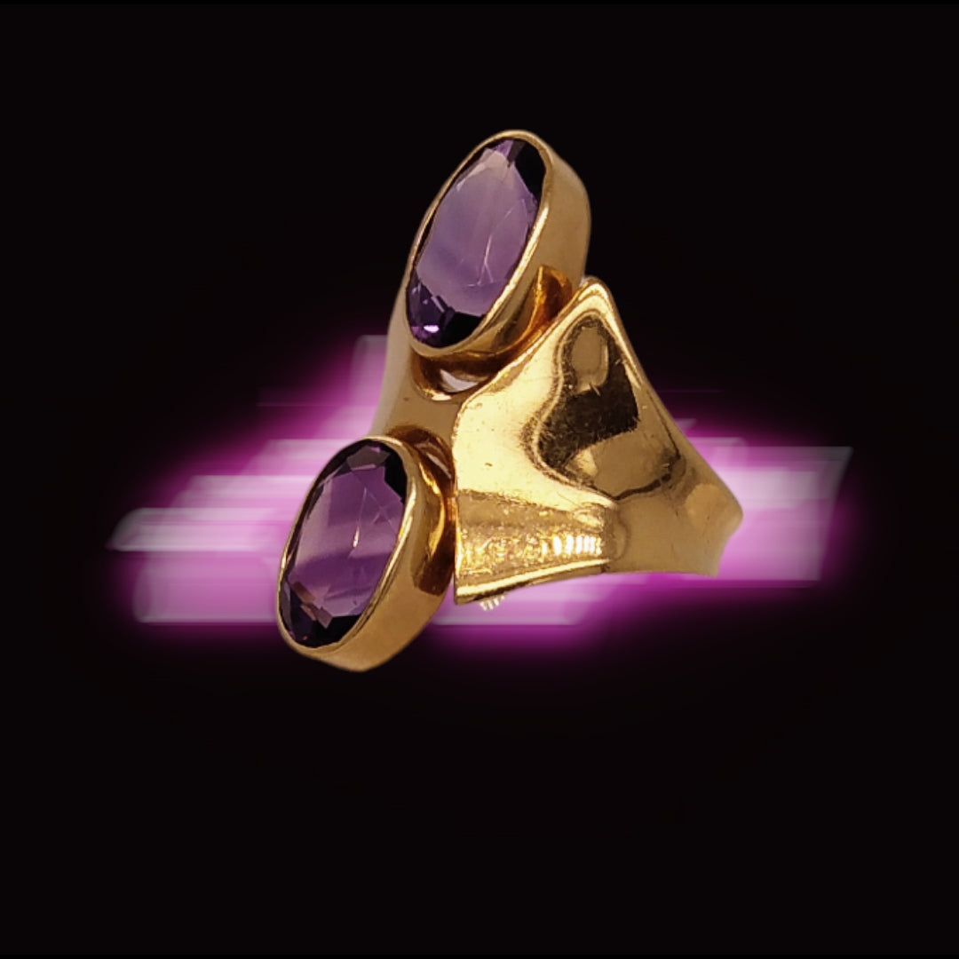 Retro 18ct Gold & Amethyst Ring