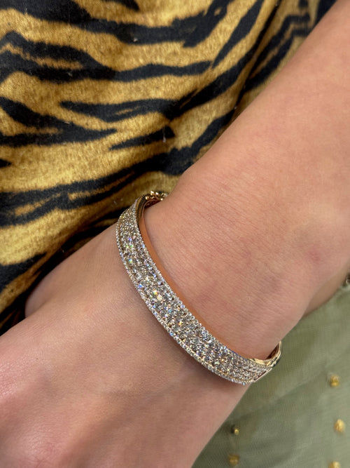 14ct Rose Gold & Multi Brilliant Cut Diamond Bangle
