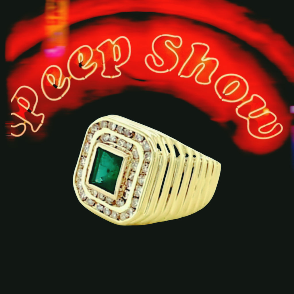 Vintage 1970's Emerald and Diamond Ring