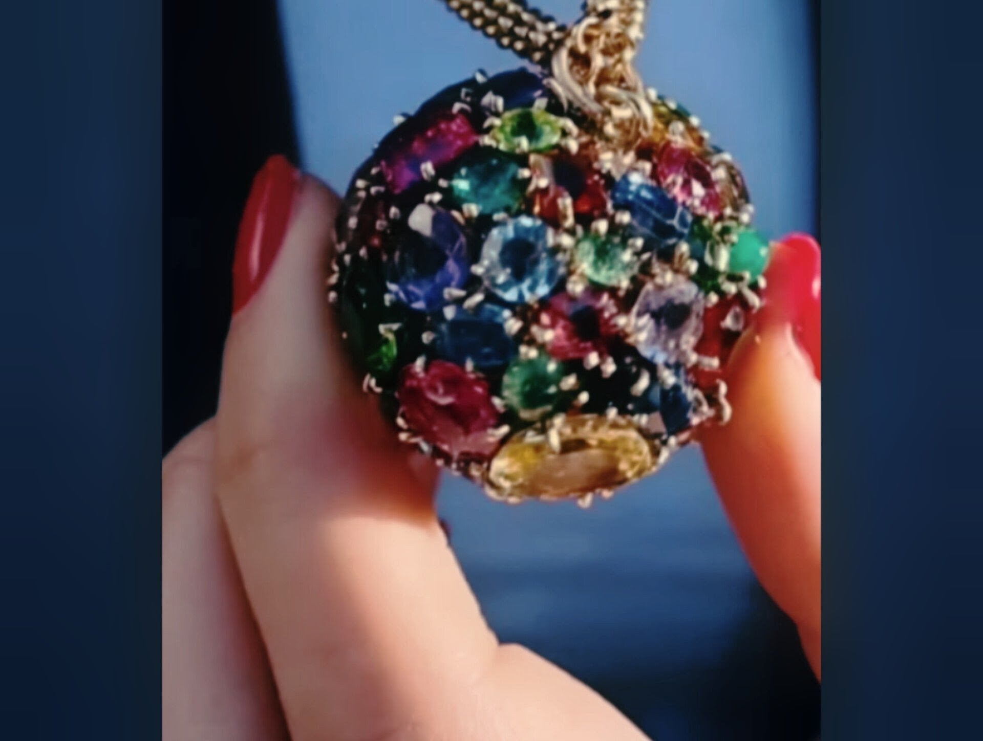Vintage 1960s Summer Orb Multi Gem Ball Pendant