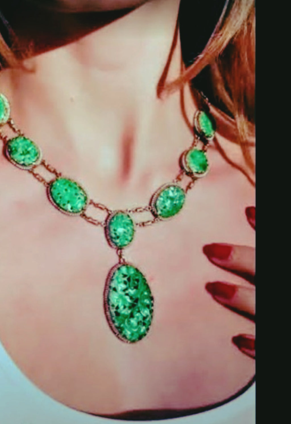 Antique Jadeite Jade and Seed Pearl Pendant Necklace