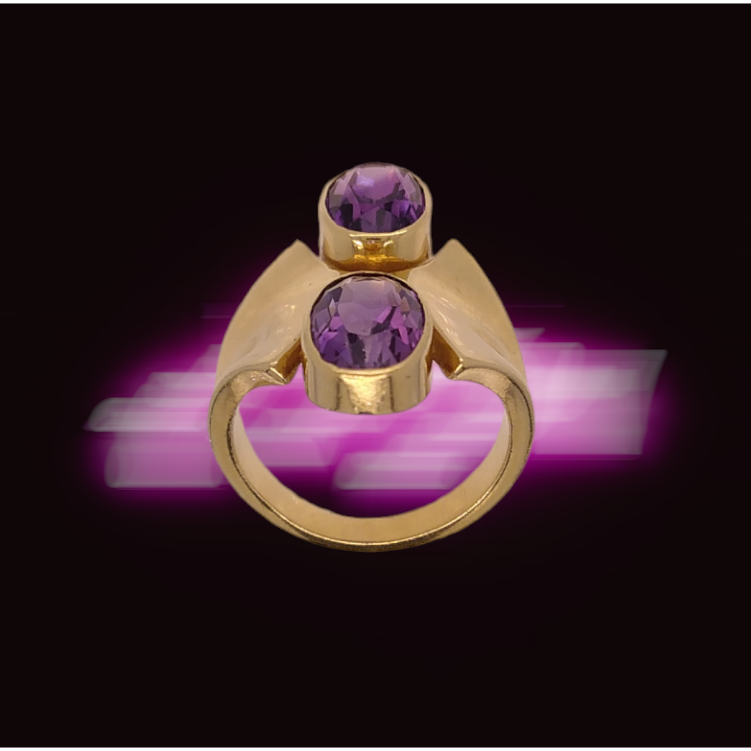 Retro 18ct Gold & Amethyst Ring
