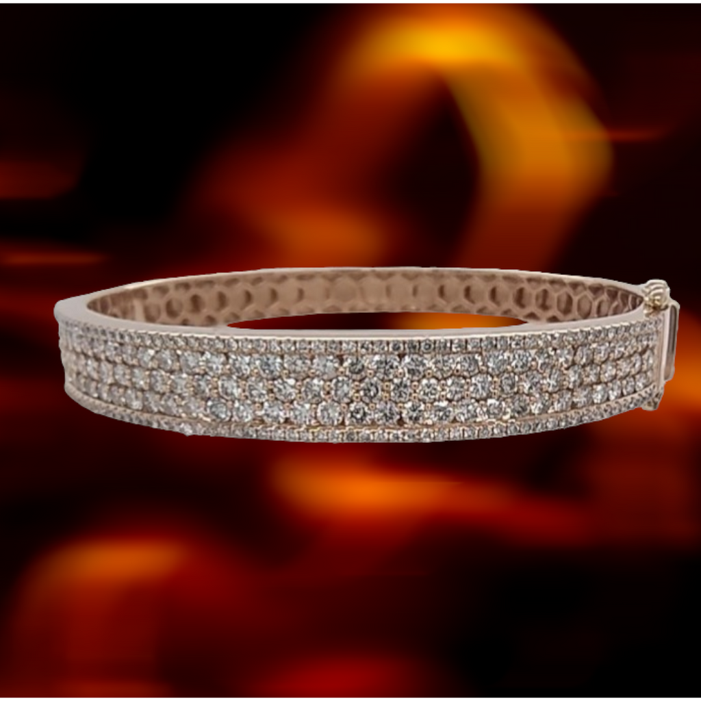 14ct Rose Gold & Multi Brilliant Cut Diamond Bangle