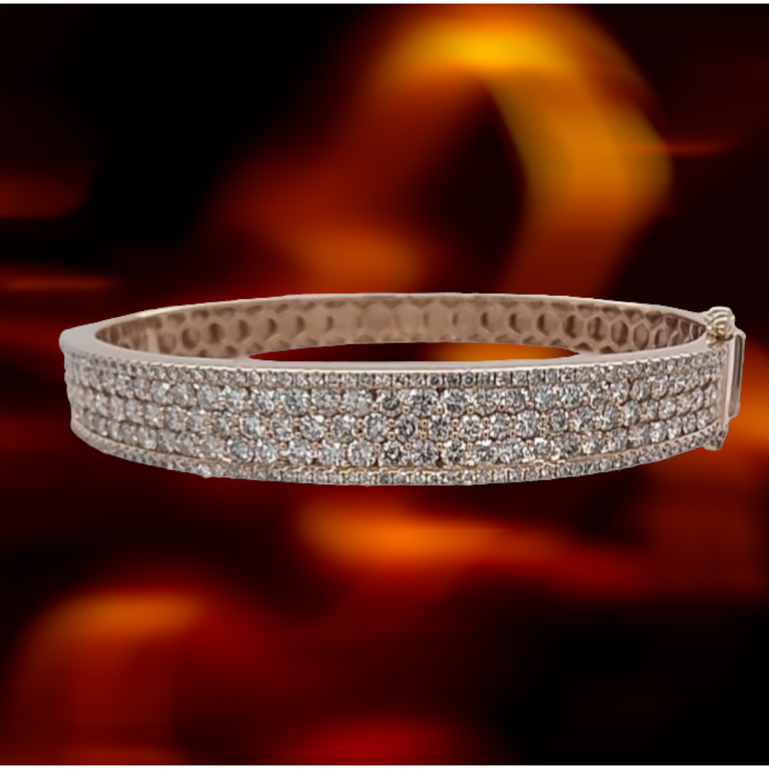 14ct Rose Gold & Multi Brilliant Cut Diamond Bangle