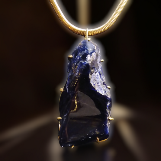 Vintage Vibrant Blue Sodalite Pendant Brooch