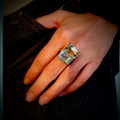 Antique Egyptian Revival 30ct Aquamarine Ring in 9ct White Gold