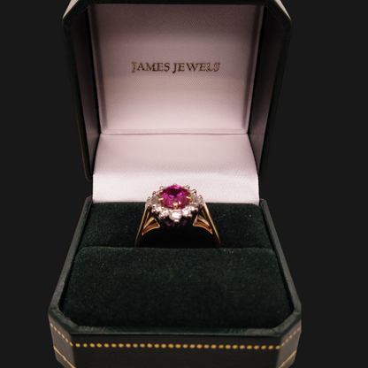 Vintage Two-Tone Gold, Burma Ruby & Diamond Ring