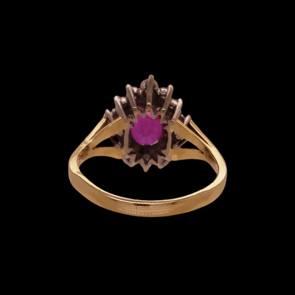 Vintage Two-Tone Gold, Burma Ruby & Diamond Ring
