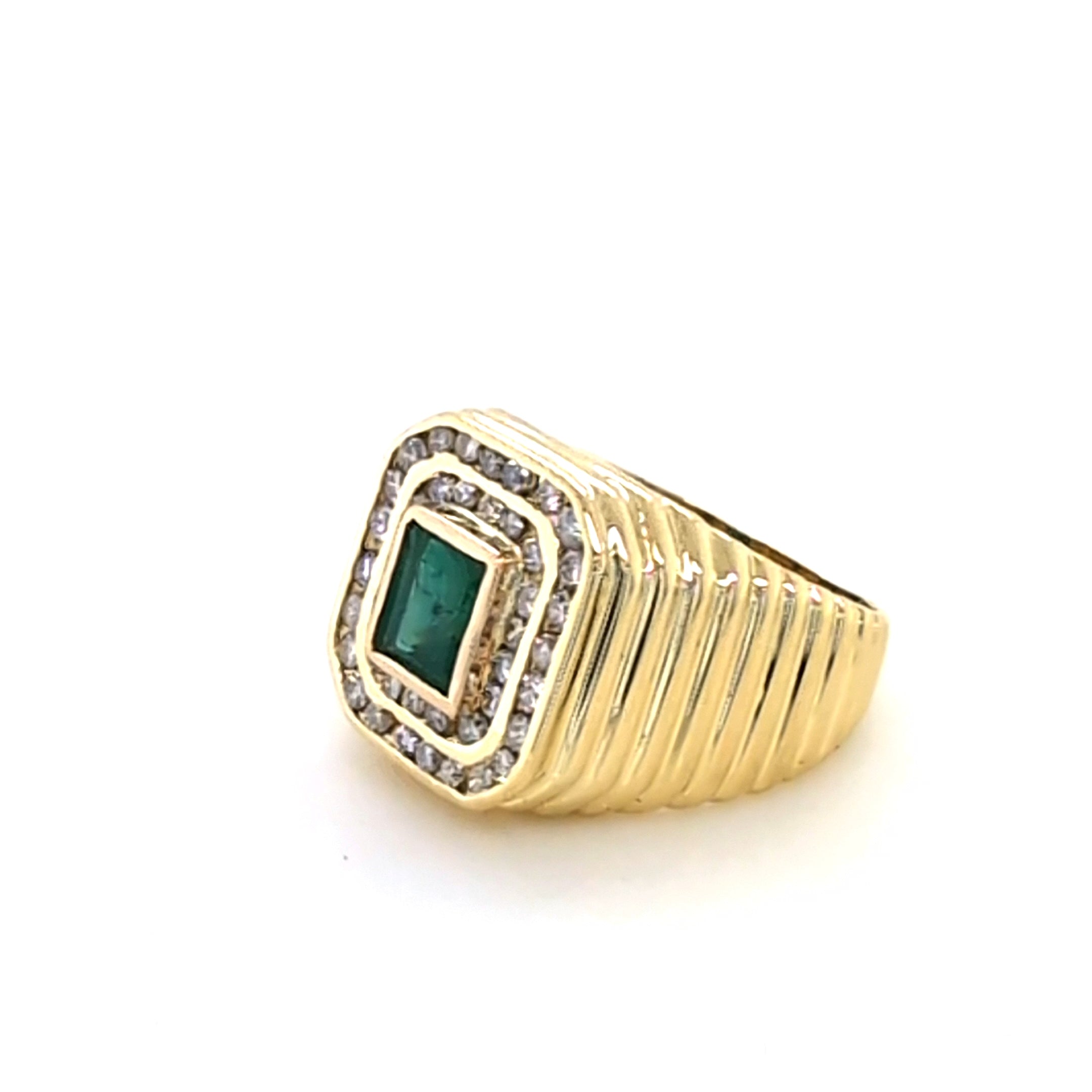 Vintage 1970's Emerald and Diamond Ring