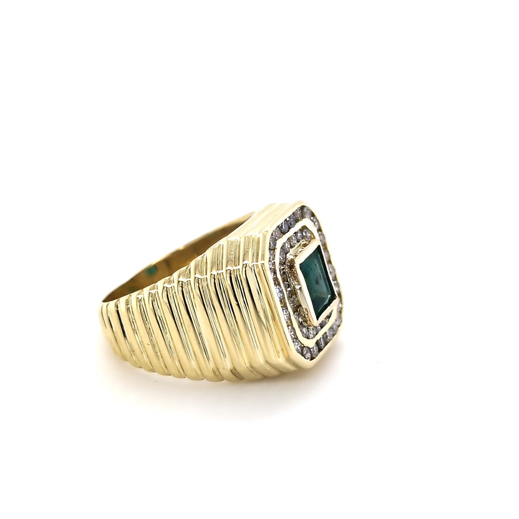 Vintage 1970's Emerald and Diamond Ring